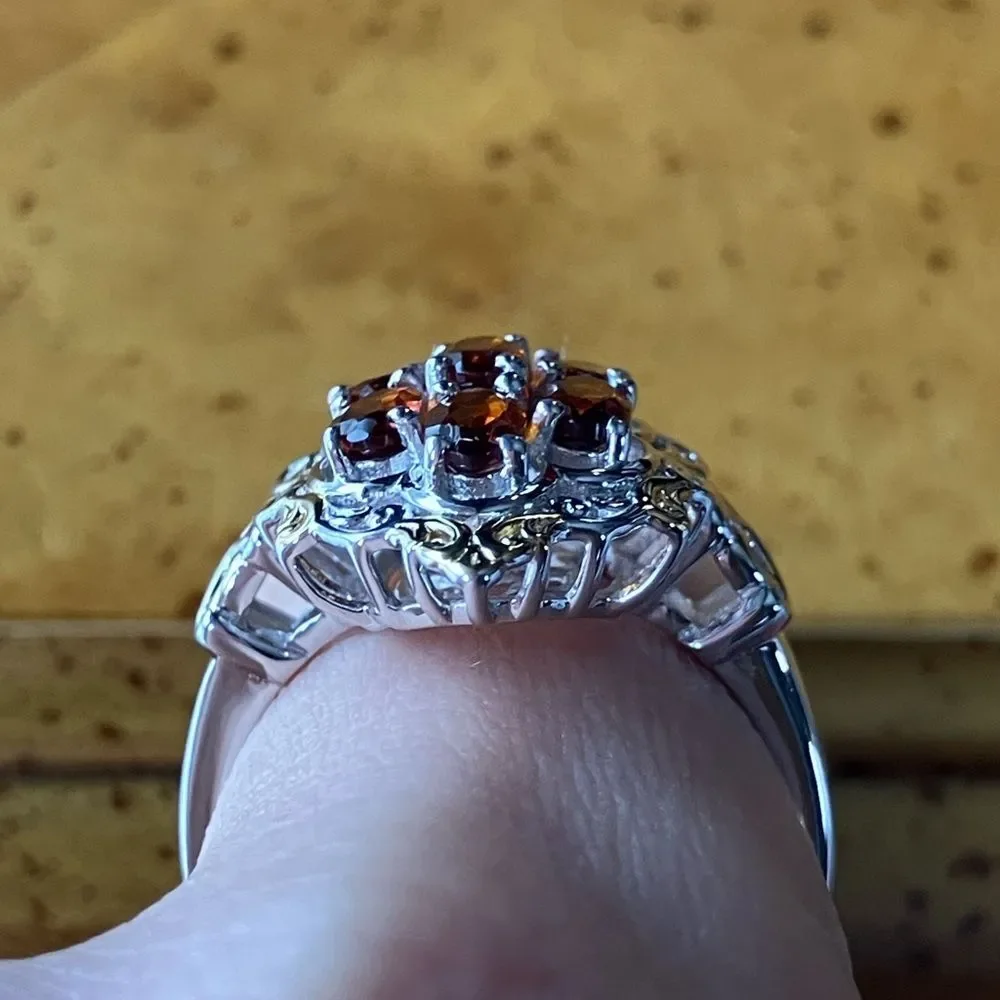 Natural Cherry Citrine Sterling Silver Ring Size 8